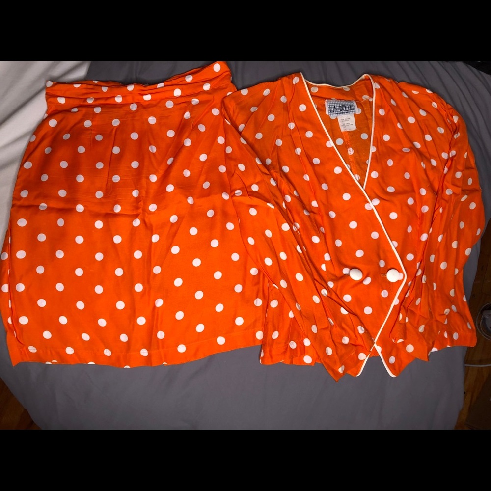 Polka Dot Blazer & Skirt Set